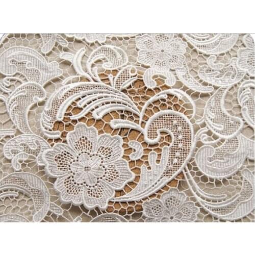 Ivory Lace Fabric With Classic Floral Pattern Guipure Lace Fabric Bridal Lace Fabric