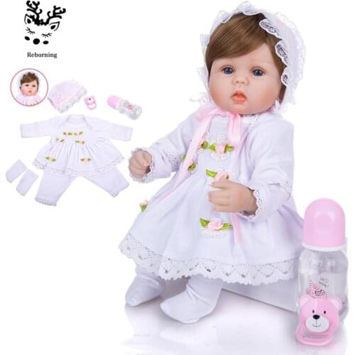 Lifelike Newborn Baby Doll 16 Inch For Kids Educational Toy Realistic Silicone Reborn Dolls Babies Touch Real bebe Xmas Gift