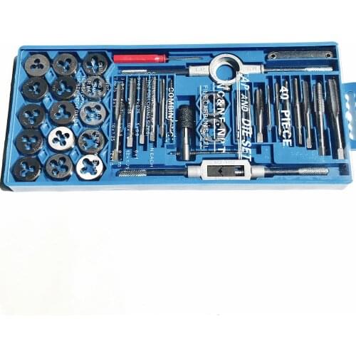 Lux 40pcs/set tap and die set M3~M12 Screw Thread Metric Plugs Taps & Tap wrench & Die wrench, hand screw taps Hand Threading