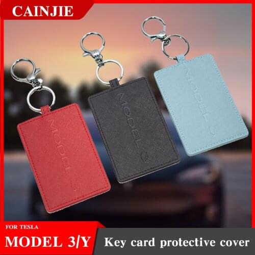 Model Y 2021 Leather Car Key Protector For Tesla Model 3 Accessories Key Fob Case Bag Model Three Car card holster
