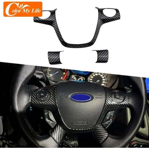 Color My Life Car Steering Wheel Panel Cover Sticker for Ford Focus 3 MK3 2012 2013 2014 Sedan Hatchback Accessories