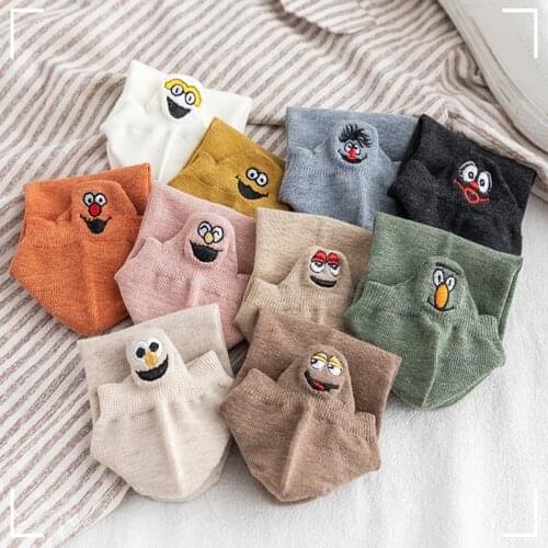 10 Pairs Pack Embroidery Cotton Socks Women Happy Cute Lovely Color Woman Ankle Socks Cat Heart Socks Funny Girl Set Dropshiping