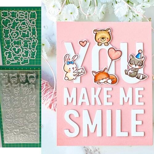2021 New Rabbits Squirrel Bear Clear Stamps and Metal Cutting Dies DIY Scrapbooking Embossing Album Seal Template Punch Stencils