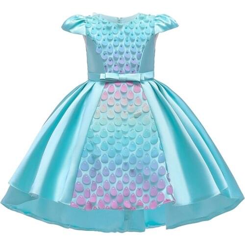 New flower childrens flying sleeve wedding dress party beauty Sequin tuxedo girls holy meal family birthday party Tuxedo