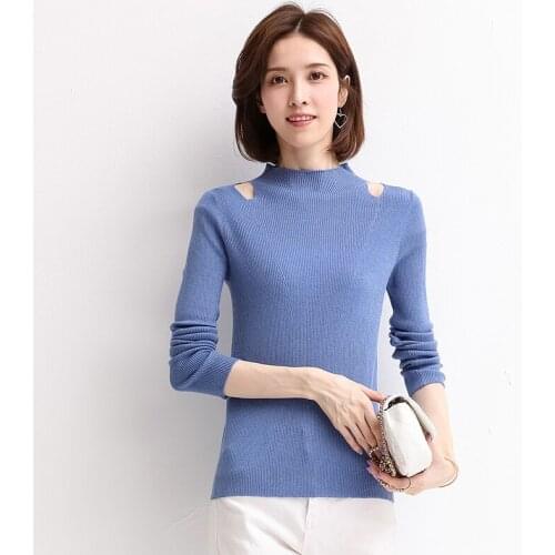 New Arrival Pure 100% Cashmere Off Shoulder Soft Knit Sweater Spring and Autumn Ladys Thin Warm Knitwear Basic Sweater