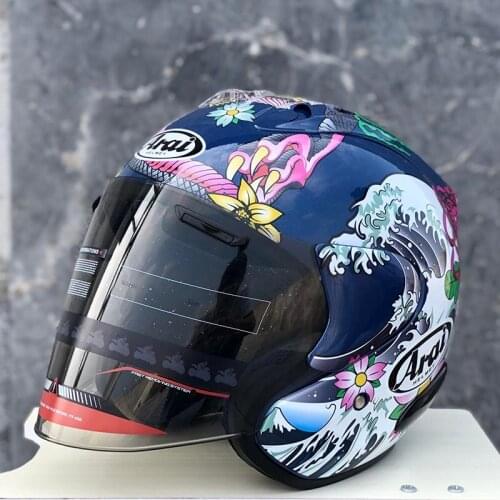 New Arrival Japanese Dragon Half Helmet Motorcycle Single visor Safety Hat Women and Men Summer Season Luminous Helmet