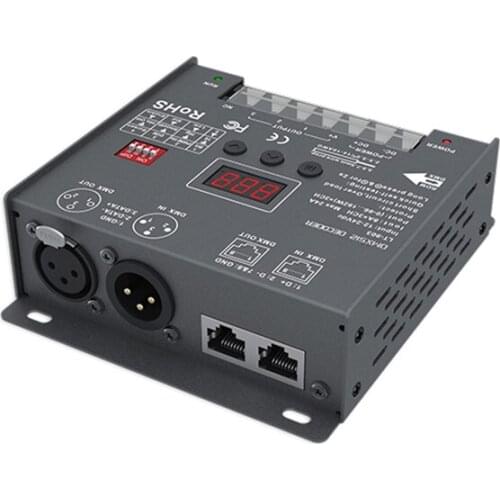 New Led DMX-PWM Decoder;DC12-24V Input;8A*3CH Max 24A 576W Output XLR-3/RJ45 Port 3 Channel RGB Strip DMX512 Contorller