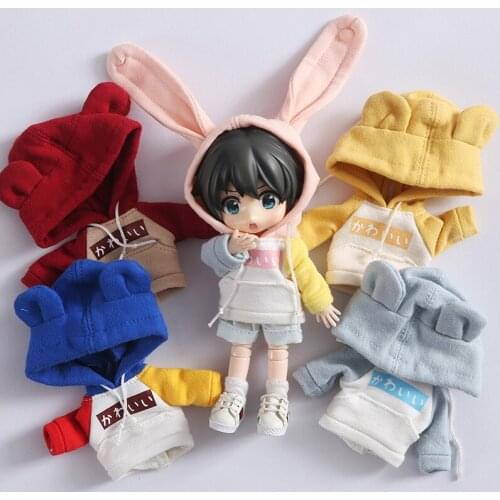 1PCS New bjd Doll Clothes 1/12 BJD, OB11 Doll Cartoon Animal Sweatshirt Hat Coat for obitsu11,1/12bjd doll accessories for dolls