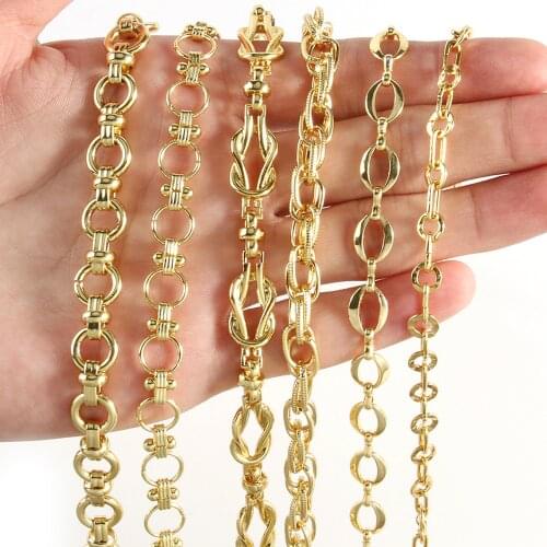 1 Meter Gold Plated Chains Pig Nose Oval Round Shape Metal Copper Chain for Jewelry Making DIY Bracelet Anklet Accessories