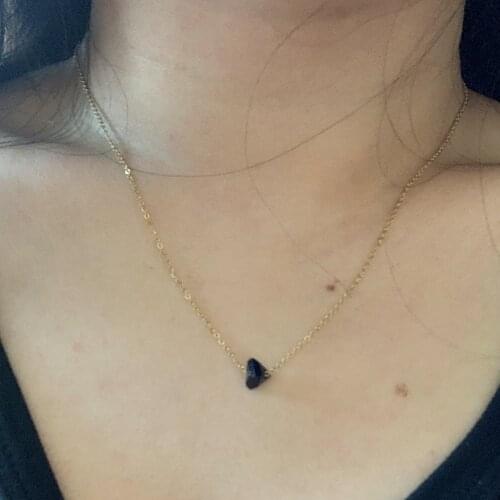 Simple Small Acrylic Black Geometric Bead Choker Necklace for Women Cute Gold Color Stainless Steel Chain Neck Clavicle Jewelry