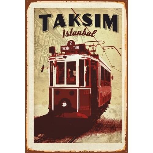 Life Poster Istanbul Taksim Retro Vintage Wooden Poster