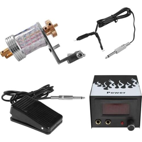 Rotary Machine Gun Power Supply Kits Permanent Makeup Shader Liner Body Art Set with Clip Cord Foot Pedal Tattoo Needles Grip