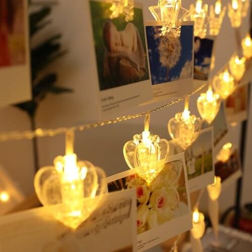 3m LED Hearts Photo Clip String Lights for Room Party Christmas Holiday Decoration Stars String Lights Patio Decoration Yard