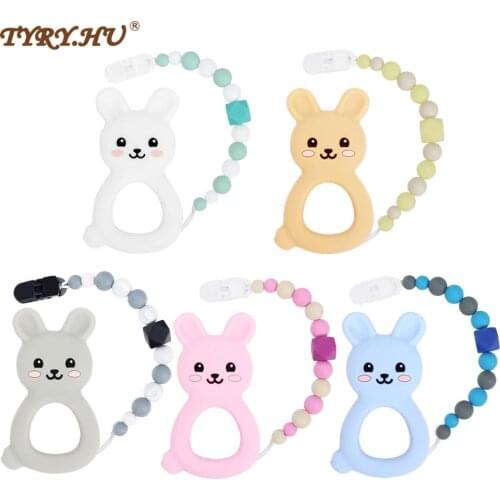 TYRY.HU Pacifier Clip Holder Chain Teething Silicone Pacifier Chain Holder Baby Teether Dummy Clip BPA FREE Siilicone Teether