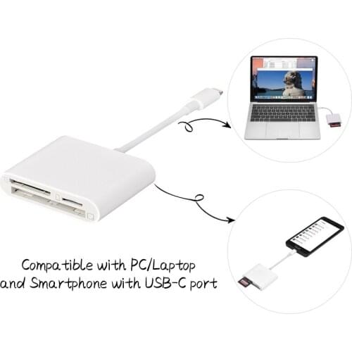 USB-C to SD/TF/CF 3 in 1 Card Reader Camera Viewer for MacBook Pro,Chromebook Pixel,GalaxyS8/S8 +/Note 8/S9/S9+/Note 9/S10 etc