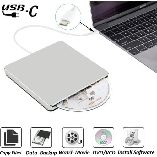 External DVD Burner Drive USB 3.0/Type-C Optical Drive Slim Slot-in CD/DVD+/-RW Burner Player USB C Superdrive for Mac/ Window