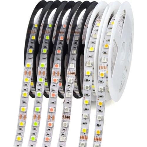 5M Waterproof 12V LED Strip Light 5050 RGB RGBW RGBWW Pink Ice Blue Red Green Diode Tape Ribbon LED Lamp Holiday Home Decoration