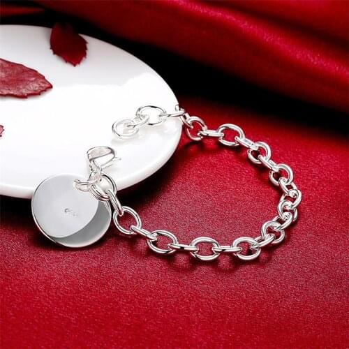 925 Sterling Silver Round Pendant Bracelet Suitable for Womens Party Charm Wedding Anniversary Fashion High Quality Gift