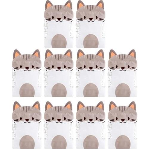10Pcs Food Storage Bags Reusable Leakproof Creative Adorable Kitten Cookie Nougat Packaging Sealing Bags for Home