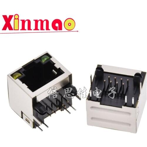 10PCS/Lot All copper RJ45 socket with lamp with 56lamp socket network socket 8p8c shielding socket