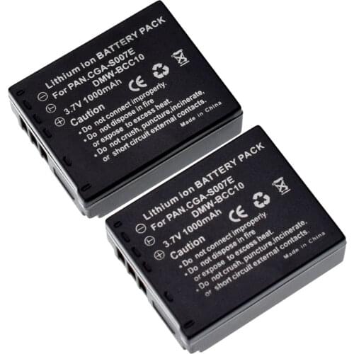 2 Battery for Panasonic Lumix TZ DMC-TZ3 TZ5 TZ4 CGA-S007 S007E S007A/1B