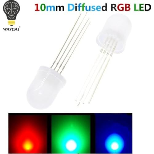 20PCS 10mm Full colors Diffused RGB LED Common Cathode 20mA 3 Colors Red Green Blue 4 Pin 10 mm Light-Emitting Diode LED Lamp
