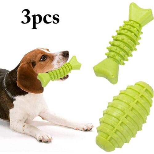 3PCS Dog Chewing Toys Bite Resistant Puppy Teething Toy Interactive Pet Toy Rubber Pet Training Toy Dog Accessories Random Color