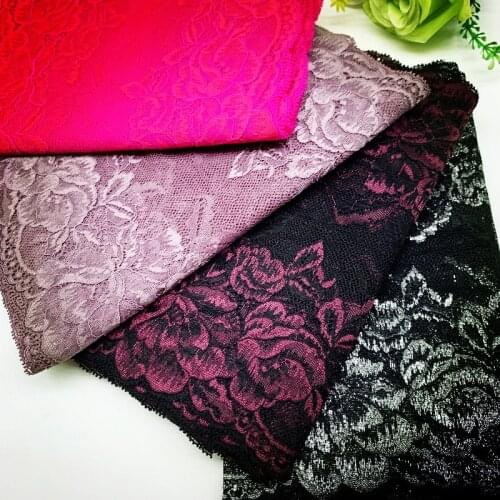 3y/lot Width 23cm 4 Colors Elastic Stretch Lace trim Fuchsia Skirt Hem Underwear Sewing Craft DIY Apparel Fabrics Lace Lingerie