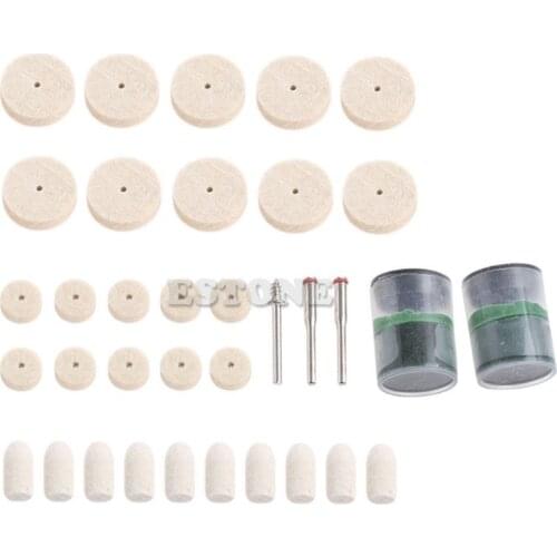 35Pcs Soft Felt Polishing Buffing Burr Wheel Kit For Dremel Rotary Tools 1/8"