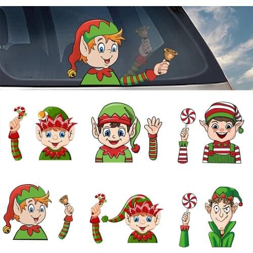 3D Christmas Cute Elf Waving Wiper Decals PVC Window Wiper Stickers Rear Windshield Car Stickers And Decals for Car Styling