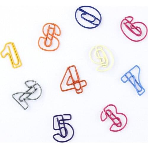 500pcs/lot wholesale Digital paper Color mark clip Simple student stationery paper clips Office storage Arabic numerals
