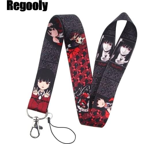 10pcs Kakegurui Neck keychain necklace webbings ribbons Anime Cartoon Neck Strap Lanyard ID badge holder Keychain Lanyards