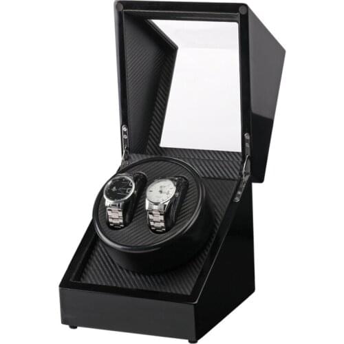 2 Slots Battery/Plug Suitable Watch Winder Box Black Wood Paint Rotation Watch Winder Case Motor for Watch Shop Display&Storage