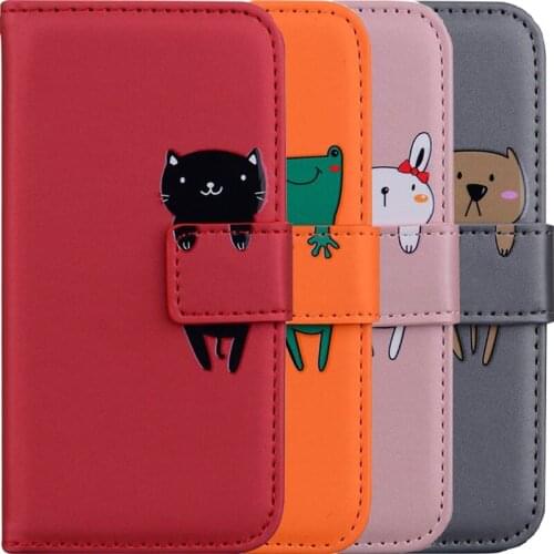 Cute Flip Wallet Case With Pet For Huawei Y5 2018 Y6 Y7 2019 P30 Honor 9 Lite 10 Lite P Smart Card Slot Leather Phone Bag V22G