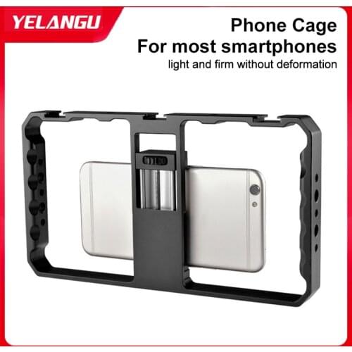 Yelangu Aluminum Alloy Cage for Smart Phone for Vlogging Live Broadcast Smartphone Video Rig for Phones Huawei Xiaomi Samsung
