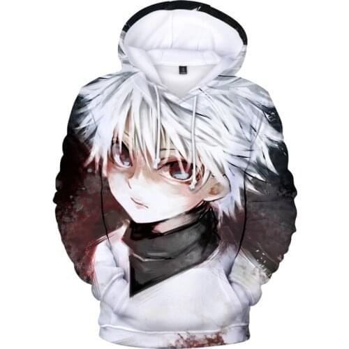 3 to 14 years kids hoodie Anime Hunter X Hunter Cosplay Killua Zoldyck 3D Printed boy/girls Hoodies teen Sweatshirts pullover