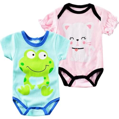 Baby Rompers Girl Boy Cotton Cute Cartoon Giraffe Frog Cat Animal Print Ruffle Romper Ropa Bebe Toddler Newborn Unisex Jumpsuit