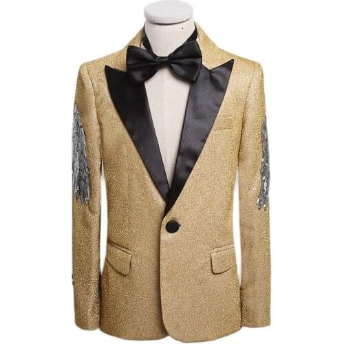 New Champagne Boys Clothes Blazer Children Wedding Suits Tuxedos Kids Clothing Boy Carnival Party Dress