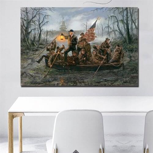 Donald Trump Crossing The Swamp Canvas Prints Picture Modular Paintings for Living Room Poster on The Wall Home Decor