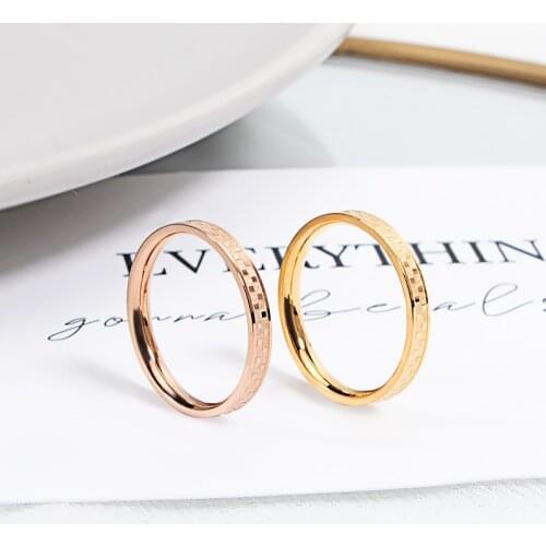 Couple Ring for Men Women Grid Pattern Stainless Steel Geometric Party Gold Rose Gold Silver Color Finger Jewelry Gift(GR418)