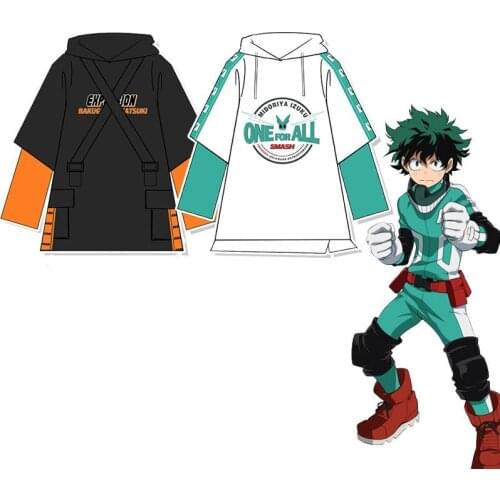 Boku No My Hero Academia Deku Midoriya Izuku Cosplay Costumes Fake two pieces Hoodies Bakugou Katsuki Sweatshirt Pullover Tops