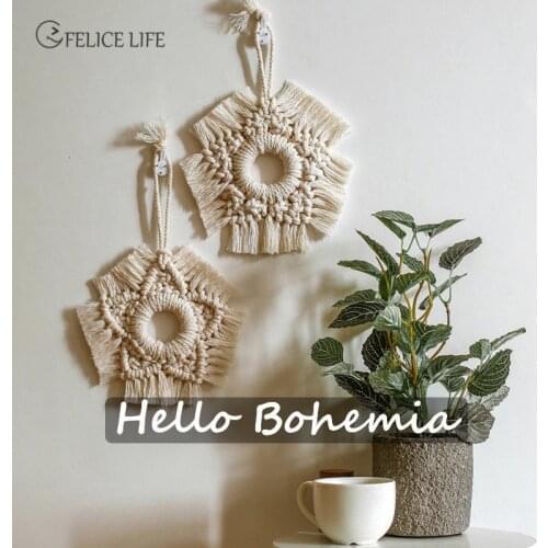Macrame Cup Pad Bohemia Table Mats Handmade Cotton Rope Weave Insulation Mats Wall Hanging Snowflake Pendant Coaster Durable New