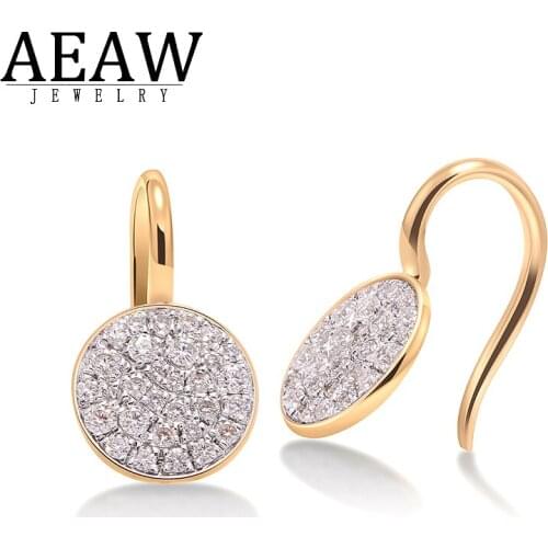 AEAW D Color VVS1 Round Excellent Cut Super White Moissanite Hoop Earring 0.6ctw 18K Two Tone Gold Plated Silver 925
