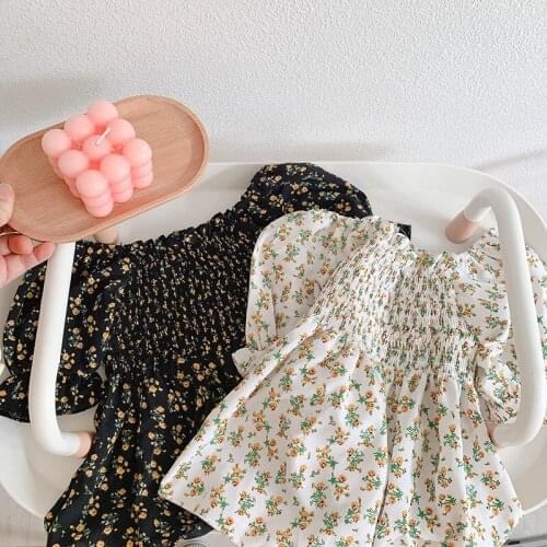 Girls Summer Dress Floral Blouse 2021 New 2-8 Years Old Children Cute Trend Shirt Princess Skirt Baby Birthday Doll Shirts