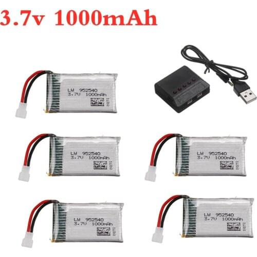 952540 3.7V 1000mAh Lipo Battery + 3.7v Charger for Syma X5 X5C X5SC X5SW TK M68 MJX X705C SG600 KY601 RC Drone Spare Part