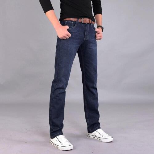 Autumn Men Jeans Casual Cotton Blend Mens Trousers Mid-Rise Straight Denim Jeans Long Pants Comfortable Trousers Jeans Men
