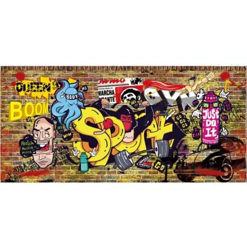 Custom murals wallpaper for walls 3 d Gym mural Retro nostalgic graffiti gym sports background wall papers home decoration