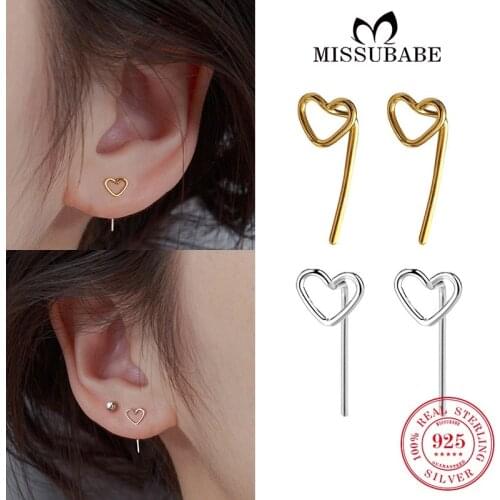 Real 925 Stud Earrings Sterling Silver Lovely Hollow Heart Ear Drops High Quality New Fashion Jewelry For Women Ladies Girls