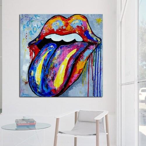RELIABLI ART Colorful Lips Portrait Pictures Canvas Paintings For Living Room Decoration Home Wall Posters And Prints No Frame