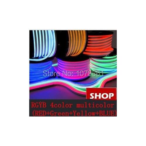 Super quality!!! RGYB(RED+Green+Yellow+BLUE) 220V patented approval 12*24MM 80LED/M F5 DIP led neon flex /Led Neon Flex Tube